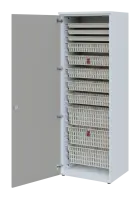 EUROMEDICA D - 66 ABS skříň léková boxová, 1-dveřová, levá, 1950x660x535, korpus bílý, dvířka šedá